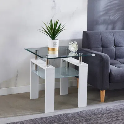 Streamdale Furniture Streamdale Clear Glass Top Side Table, 24"x24"x24" End Table, Modern Design For Home