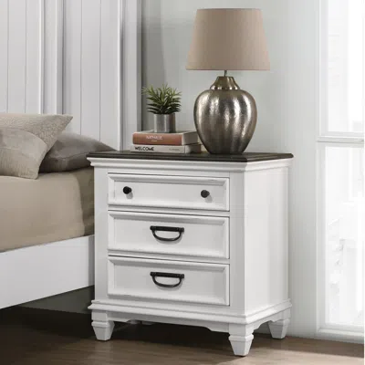 Streamdale Furniture Streamdale Clelane Wood 3-drawer Nightstand, Weathered White And Gray