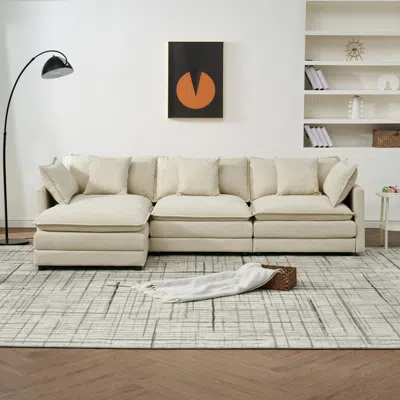 Streamdale Furniture Streamdale Cloud Chenille L-shaped Sectional Sofa (off-white, 110-inch)