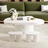 Streamdale Furniture Streamdale Cloud Coffee Table Set: 3 Tables, 2 Drawers, 2 Stools