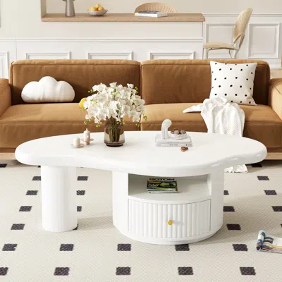 Streamdale Furniture Streamdale Cloud Coffee Table W/ Drawer & Shelf