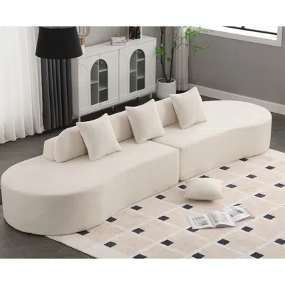 Streamdale Furniture Streamdale Cloud Comfort Curved Modular Sofa With Removable Cushions And Pillows In White