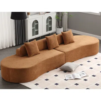 Streamdale Furniture Streamdale Cloud Comfort Modular Sofa With High-resilience Fabric And Pillows In Brown