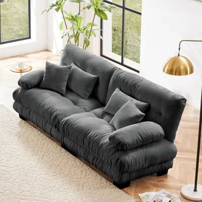 Streamdale Furniture Streamdale Cloud Couch 2 Seater Chenille Sofa With Pillows, Gray