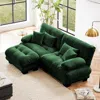 Streamdale Furniture Streamdale Cloud Couch Chenille 2 Seater Sofa With Pillows & Ottoman - Green