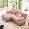 Streamdale Furniture Streamdale Cloud Couch Chenille 2 Seater Sofa With Pillows And Ottoman, Pink