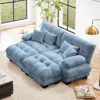 Streamdale Furniture Streamdale Cloud Couch Sleeper Sofa, Chenille 2 Seater Sofa With Ottomans & Pillows, Blue