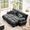 Streamdale Furniture Streamdale Cloud Couch Sleeper Sofa, Chenille 2 Seater With 2 Lumbar & 2 Throw Pillows, Gray