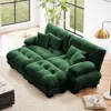 Streamdale Furniture Streamdale Cloud Couch Sleeper Sofa, Chenille 2 Seater With 2 Lumbar & 2 Throw Pillows, Green