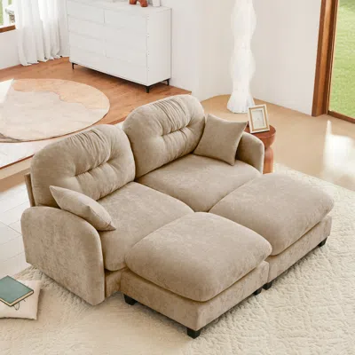 Streamdale Furniture Streamdale Cloud Sectional Couch, Premium Chenille, Tufted Cushions, Camel In Brown