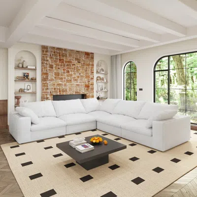 Streamdale Furniture Streamdale Cloud Sectional Sofa: Comfortable V-shaped For Living Areas