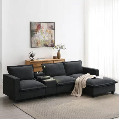 Streamdale Furniture Streamdale Cloud Sectional W/ Console, Usb & Cup Holder (109"x57")