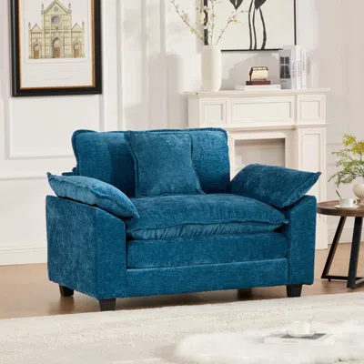 Streamdale Furniture Streamdale Cloud Sofa Single Seat, Modern Sectional, Chenille, Blue