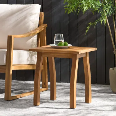 Streamdale Furniture Streamdale Coastal Slatted Outdoor Accent Table For Patio Or Pool Deck In Brown