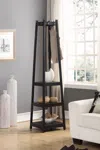 Streamdale Furniture Streamdale Coat Rack W/ 3-tier Storage Shelves In Black Finish