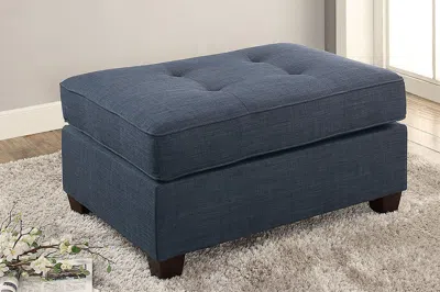 Streamdale Furniture Streamdale Cocktail Ottoman Dorris Fabric Dark Blue Color W Tufted Seats