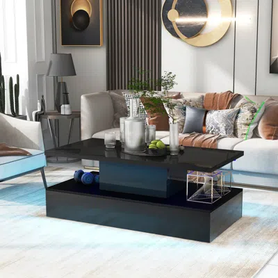 Streamdale Furniture Streamdale Coffee Table Cocktail Table Modern Industrial Design With Led In Black