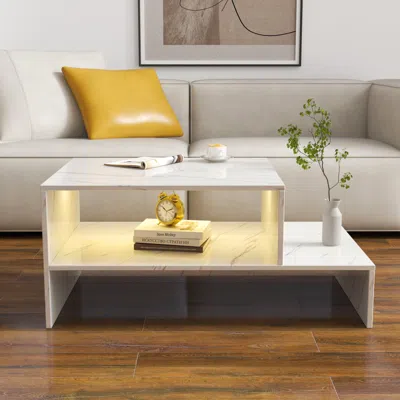 Streamdale Furniture Streamdale Coffee Table With Unique Architectural Shape,white
