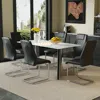 Streamdale Furniture Streamdale Cold Jade Dining Table Set With 6 Black Pu Chairs