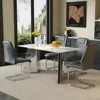 Streamdale Furniture Streamdale Cold Jade Stone Dining Set - 4 Gray Pu Chairs