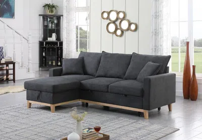 Streamdale Furniture Streamdale Colton Dark Gray Woven Reversible Sleeper Sectional Sofa