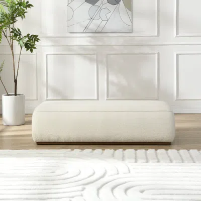 Streamdale Furniture Streamdale Comfort Beige 52" Grainy Footstool In White