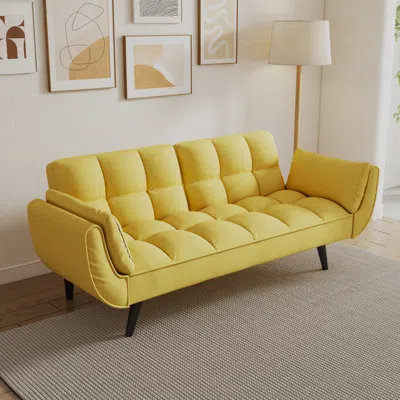 Streamdale Furniture Streamdale Comfortable 57" Yellow Sofa With Throw Pillow