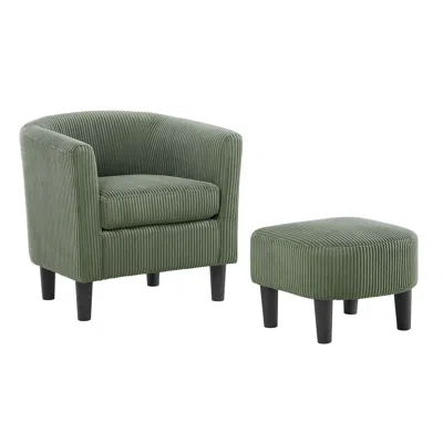 Streamdale Furniture Streamdale Comfortable & Stylish Arm Chair With Ottoman, Modern And Durable Design In Green