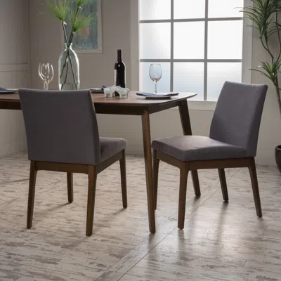 Streamdale Furniture Streamdale Comfortable And Stylish Gray Linen Blended Fabric Dining Chairs