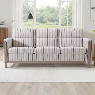 Streamdale Furniture Streamdale Comfortable Solid Wood Three-seater Sofa With Soft Cushions In Gray