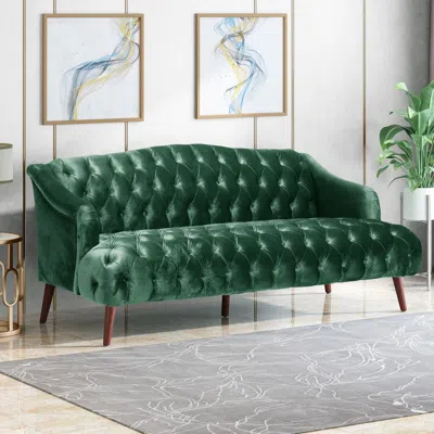 Streamdale Furniture Streamdale Comfy 3-seat Sofa With Wooden Legs In Green