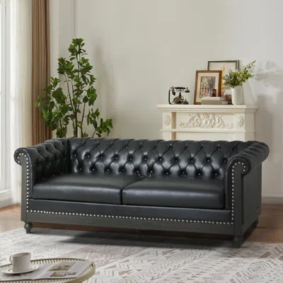 Streamdale Furniture Streamdale Comfy 3-seat Sofa With Wooden Legs, Retro Style For Living Room And Study