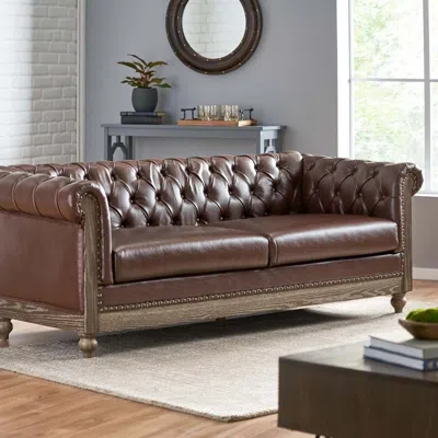 Streamdale Furniture Streamdale Comfy 3-seat Sofa With Wooden Legs, Retro Style For Living Room And Study