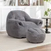Streamdale Furniture Streamdale Comfy Faux Fur Bean Bag Chair W/ Footstool - Grey