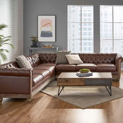 Streamdale Furniture Streamdale Comfy Large Sectional Sofa With Wooden Legs, Retro Style For Living Room