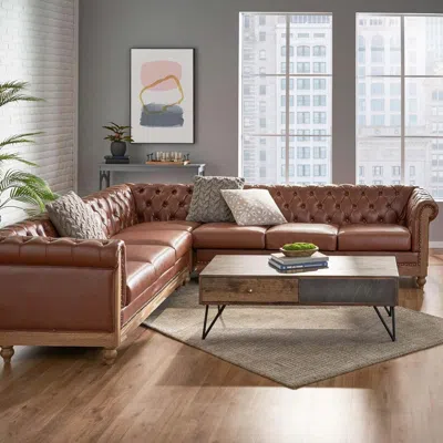 Streamdale Furniture Streamdale Comfy Large Sectional Sofa With Wooden Legs, Retro Style For Living Room