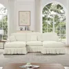 Streamdale Furniture Streamdale Comfy Modular U-shape Chenille Sectional Sofa With Ottomans - Beige White In White