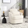 Streamdale Furniture Streamdale Comfy Swivel Barrel Chair (whiteteddy)
