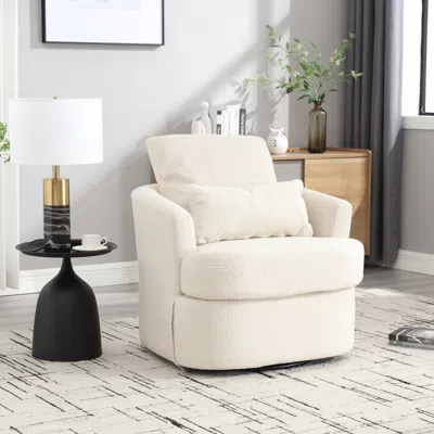 Streamdale Furniture Streamdale Comfy Swivel Barrel Chair (whiteteddy)