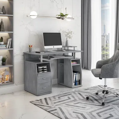 Streamdale Furniture Streamdale Complete Computer Workstation Desk With Storage In Gray