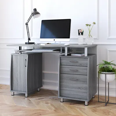 Streamdale Furniture Streamdale Complete Workstation Computer Desk With Storage In Gray