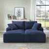 Streamdale Furniture Streamdale Compressible Double Chaise Lounge Sleeper Loveseat In Blue
