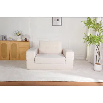 Streamdale Furniture Streamdale Compression Human Dog Sofa Bed, Modern Floor Couch W/pillow, Beige