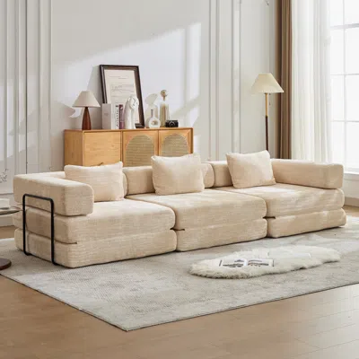 Streamdale Furniture Streamdale Compression Sofa, Convertible Floor Sofa Bed, Modular Sectional, No Assembly, Chenille, B