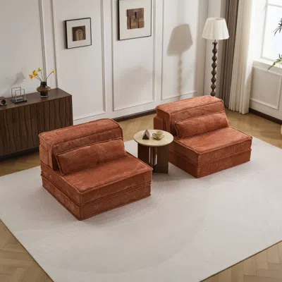 Streamdale Furniture Streamdale Compression Sofa, Convertible Floor Sofa Bed, Modular Sectional, Orange