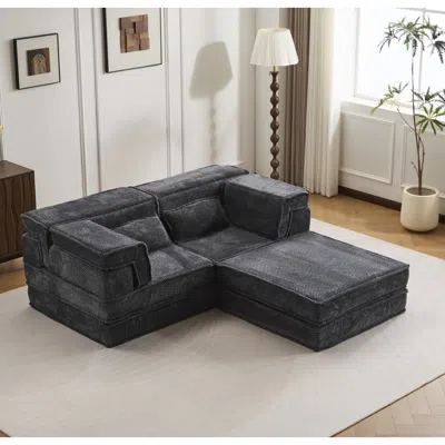 Streamdale Furniture Streamdale Compression Sofa, Convertible Floor Sofa Bed, Modular Sectional Sofa, Dark-grey