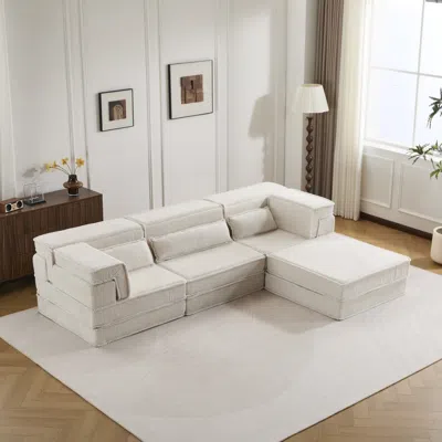 Streamdale Furniture Streamdale Compression Sofa, Convertible Floor Sofa Bed, White