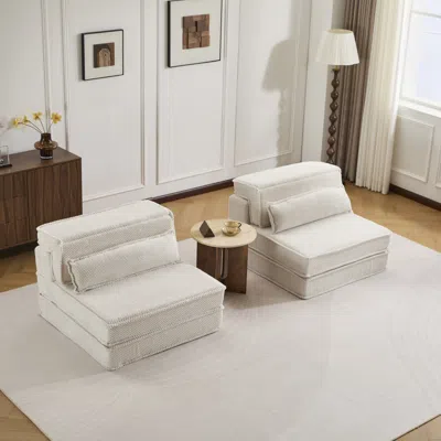 Streamdale Furniture Streamdale Compression Sofa, Convertible Floor Sofa Bed, White