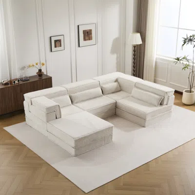 Streamdale Furniture Streamdale Compression Sofa, Convertible Floor Sofa Bed, White