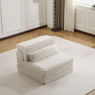 Streamdale Furniture Streamdale Compression Sofa, Convertible Floor Sofa Bed, White